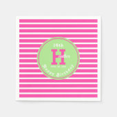 Geburtstag Streifen Pink ⎮ Weiß Grüner Neapel Serviette (Vorderseite)