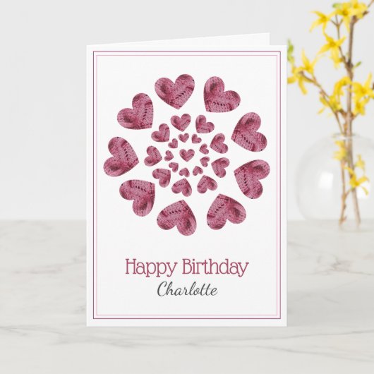 Geburtstag strickte Blume Herz Karte (Gelbe Blume)