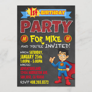 Geburtstag Superhelden Einladungen. Kid Birthday P Einladung