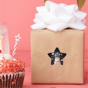 Geburtstag Superstar Cosmic Planets Stars Cake Stern-Aufkleber