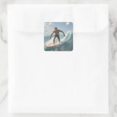 Geburtstag surfen quadratischer aufkleber (Tasche)