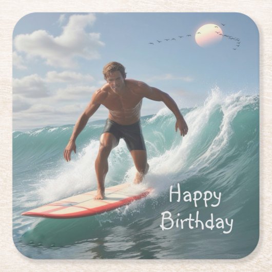Geburtstag surfen rechteckiger pappuntersetzer (Vorderseite)