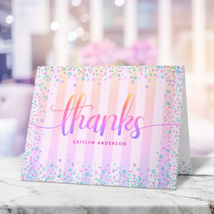 Geburtstag süße 16 Regenbogen Ombre Glitter Schrif Dankeskarte