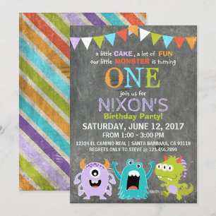 Geburtstag süßer kleiner Monster Einladung