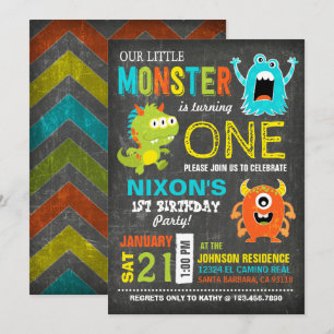 Geburtstag süßer schrecklicher kleiner Monster Einladung