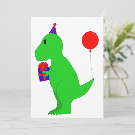 Geburtstag T-Rex Einladung (Stehend Vorderseite)