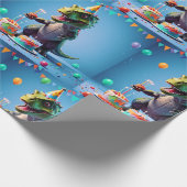 Geburtstag T-Rex Geschenkpapier (Ecke)