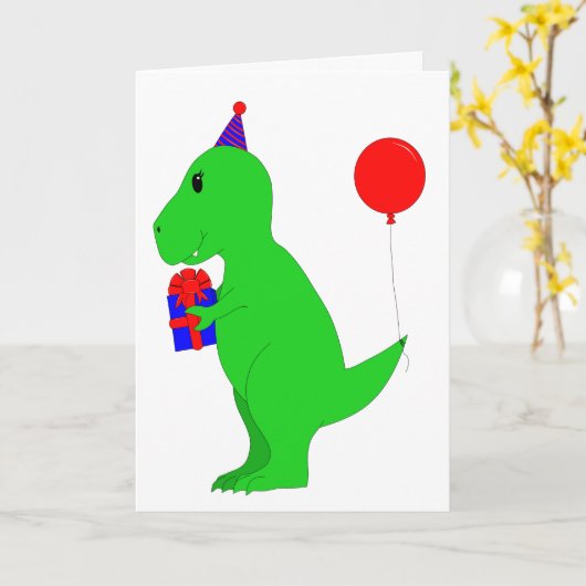 Geburtstag T-Rex Karte (Gelbe Blume)
