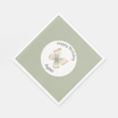 Geburtstag Tan Creme Grüner Schmetterling Serviette (Ecke)
