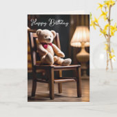 Geburtstag Teddy Bären auf einem Stuhl Karte (Gelbe Blume)