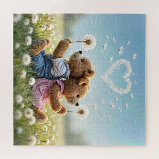 Geburtstag Teddy Bären mit Löwenherz Puzzle (Horizontal)