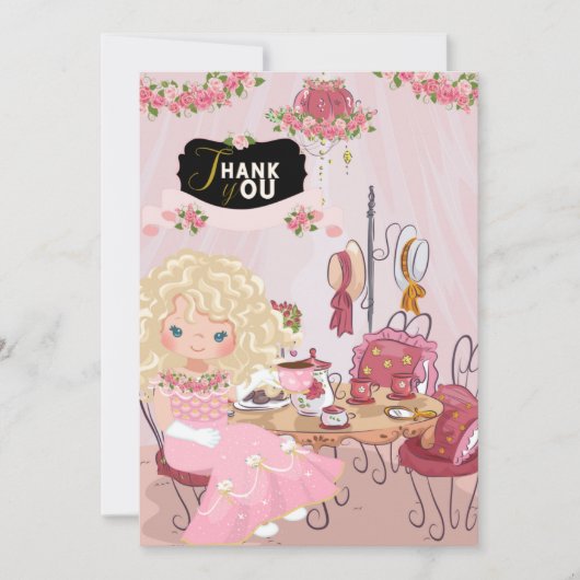 Geburtstag Tee Party 1 Danke Karte (Vorderseite)