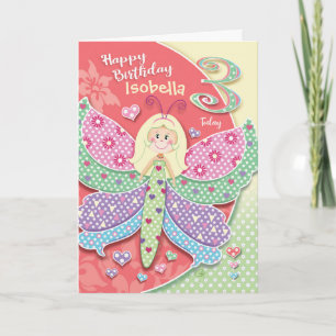 Geburtstag, Tiny Butterfly-Girl Karte