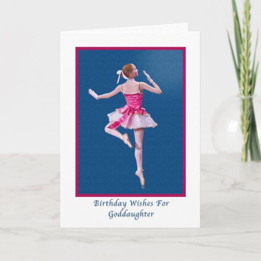 Geburtstag, Tochter, Ballerina auf Blue Card Karte (Vorderseite)