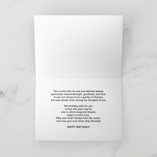 Geburtstag, Tochter, Ballerina, Orchid Karte (Innenseite)
