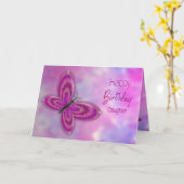 Geburtstag, Tochter, Pink Glitzy Butterfly Karte (Gelbe Blume)