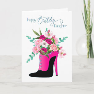 Geburtstag Tochter Schöne Blume High Heel Schuhe Karte