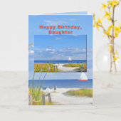Geburtstag, Tochter, Strand und Ocean View Card Karte (Gelbe Blume)