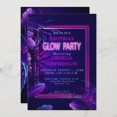 Geburtstag | Tropischer Neon Glow Geburtstag Einla Einladung (Vorne/Hinten)