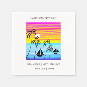 Geburtstag, tropischer Sonnenuntergang Serviette