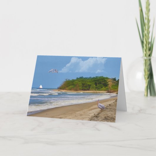 Geburtstag, tropischer Strand, Vögel Karte (Vorderseite)