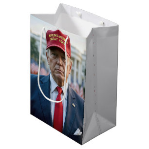 Geburtstag Trump mit Red MAGA Hat Mittlere Geschenktüte