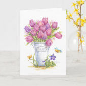 Geburtstag Tulip Pail Grußkarte Karte (Gelbe Blume)