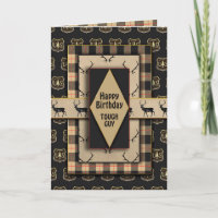 Geburtstag Typ Masculine Brown Plaid Card