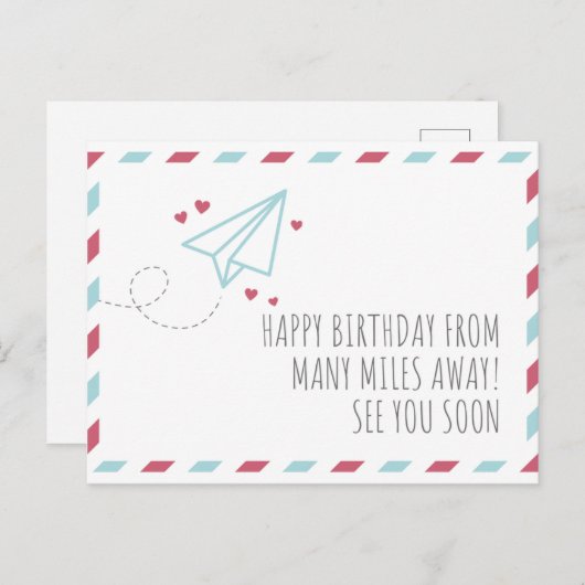 Geburtstag über große Entfernungen Postkarte (Vorne/Hinten)