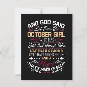 Geburtstag   Und Gott sagte, lass es October Girl  Einladung