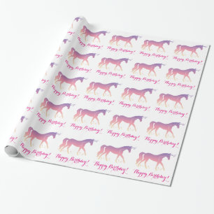 Geburtstag: Unicorn und Sterne in der Silhouette Geschenkpapier