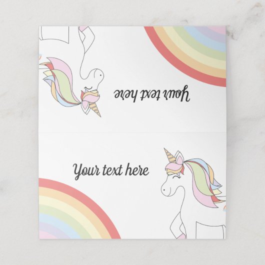 Geburtstag Unicornio Platzkarte (Außenseite Aufgefaltet)