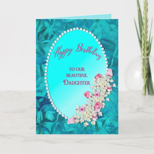 Geburtstag - unsere Tochter - wulstiges Oval mit Karte (Vorderseite)