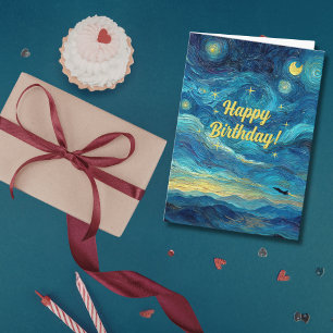 Geburtstag Van Gogh Düsenflugzeug Blaue Wolken Spa Karte