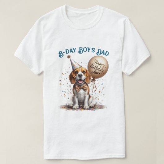 Geburtstag Vater Beagle Dog Ballon Custom T-Shirt (Design vorne)