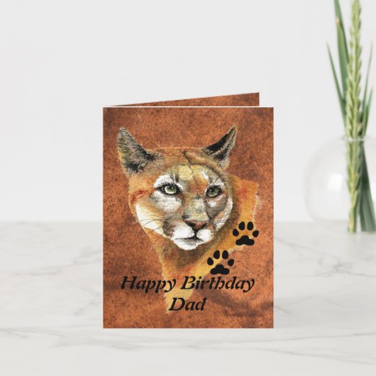 Geburtstag Vater Cougar, Puma, Mountain Lion Anima Karte (Vorderseite)