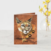 Geburtstag Vater Cougar, Puma, Mountain Lion Anima Karte (Gelbe Blume)