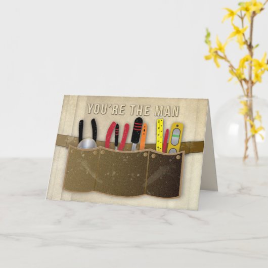 Geburtstag, Vater, Toolbelt und Tools Karte (Gelbe Blume)