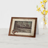 GEBURTSTAG - VATER - VINTAGER SEESZENE KARTE (Gelbe Blume)