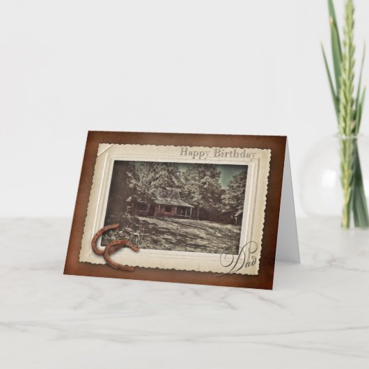 GEBURTSTAG - VATER - VINTAGER SEESZENE KARTE (Vorderseite)