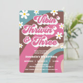 Geburtstag Vibin' Thrivin' DREI Retro Einladung (Stehend Vorderseite)