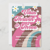 Geburtstag Vibin' Thrivin' DREI Retro Einladung (Vorderseite)