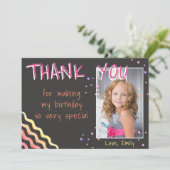 Geburtstag Vielen Dank Foto-Karte Sterne Mädchen Dankeskarte (Stehend Vorderseite)