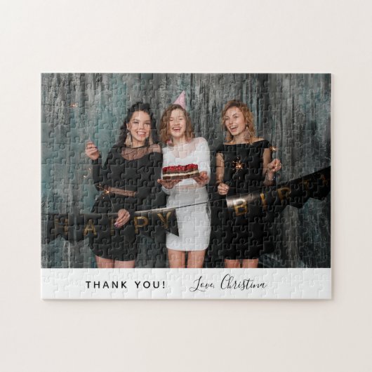 Geburtstag vielen Dank für den Text des Fotos Puzzle (Horizontal)