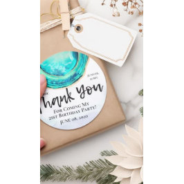 Geburtstag Vielen Dank für Ihre elegante Aquamarin Runder Aufkleber