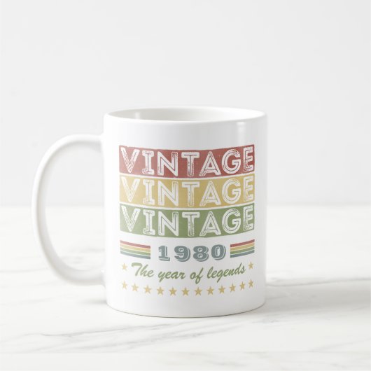 Geburtstag Vintag 1980 Jahr der Vermächtnisse Kaffeetasse (Links)