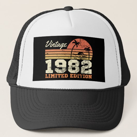 Geburtstag Vintag 1982 Limited Edition Retro Truckerkappe (Vorderseite)