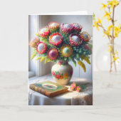 Geburtstag Vintag Pincushion Protea Bouquet Karte (Gelbe Blume)