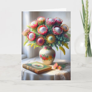 Geburtstag Vintag Pincushion Protea Bouquet Karte