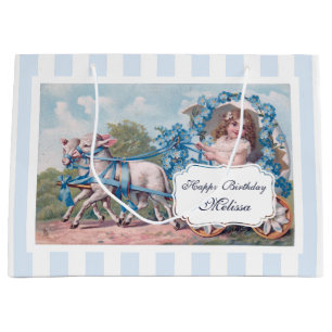 Geburtstag Vintage Mädchen in von Lämmern gezogene Große Geschenktüte